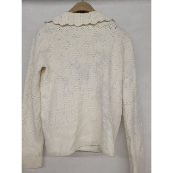 Rent the runway xs white pullover LK Bennett ribbed Jean sweater ivory preppy - Picture 8 of 8